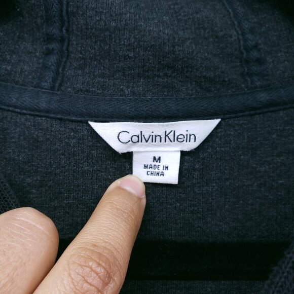 Calvin Klein Men's Pullover Hoodie Sweater Dark Gray Snap Button Size M - Picture 2 of 15